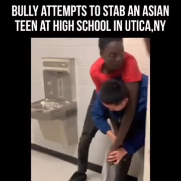Black bully tried to stab Asian kid in school