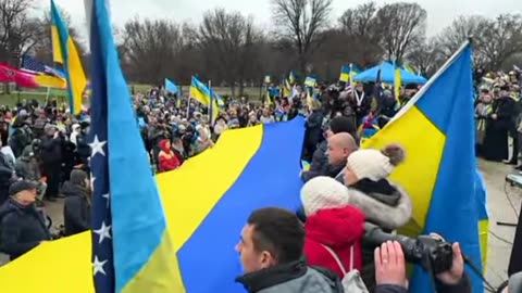 Brainwashed morons Ukraine rally in Washington DC