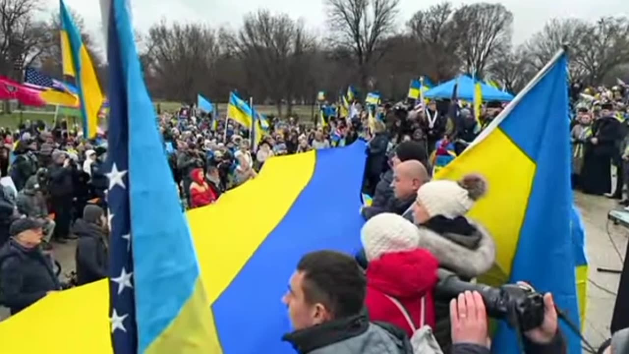 Brainwashed morons Ukraine rally in Washington DC