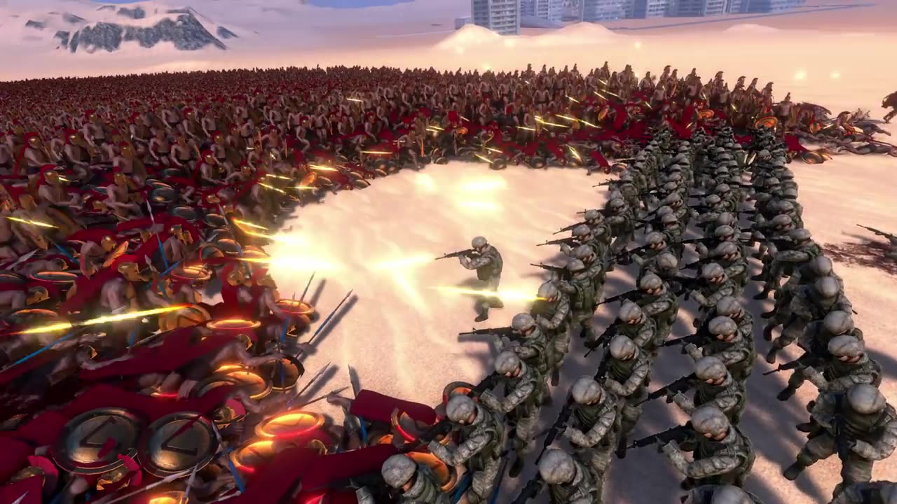 100 MODERN SOLDIERS vs 20.000 SPARTANS