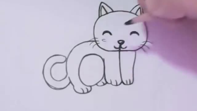 Very Easy! How to turn Words Cat Into a Cartoon Cat. learning step by step for kid 16 مليون مشاهدة