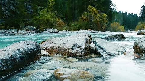 the flow of the river that makes calm, clear and cool