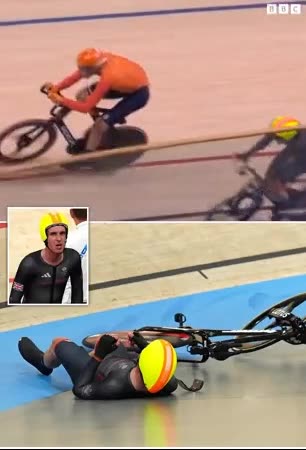 GB cyclist appears to be HEADBUTTED by Dutch rival