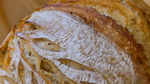 Sourdough bread before and after baking