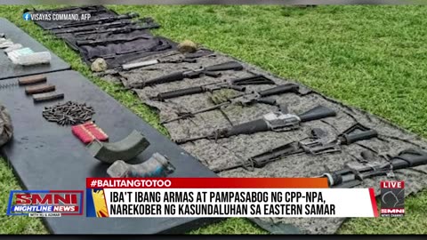 Iba't ibang armas at pampasabog ng C P P - N P A - N D F, narekober sa Eastern Samar