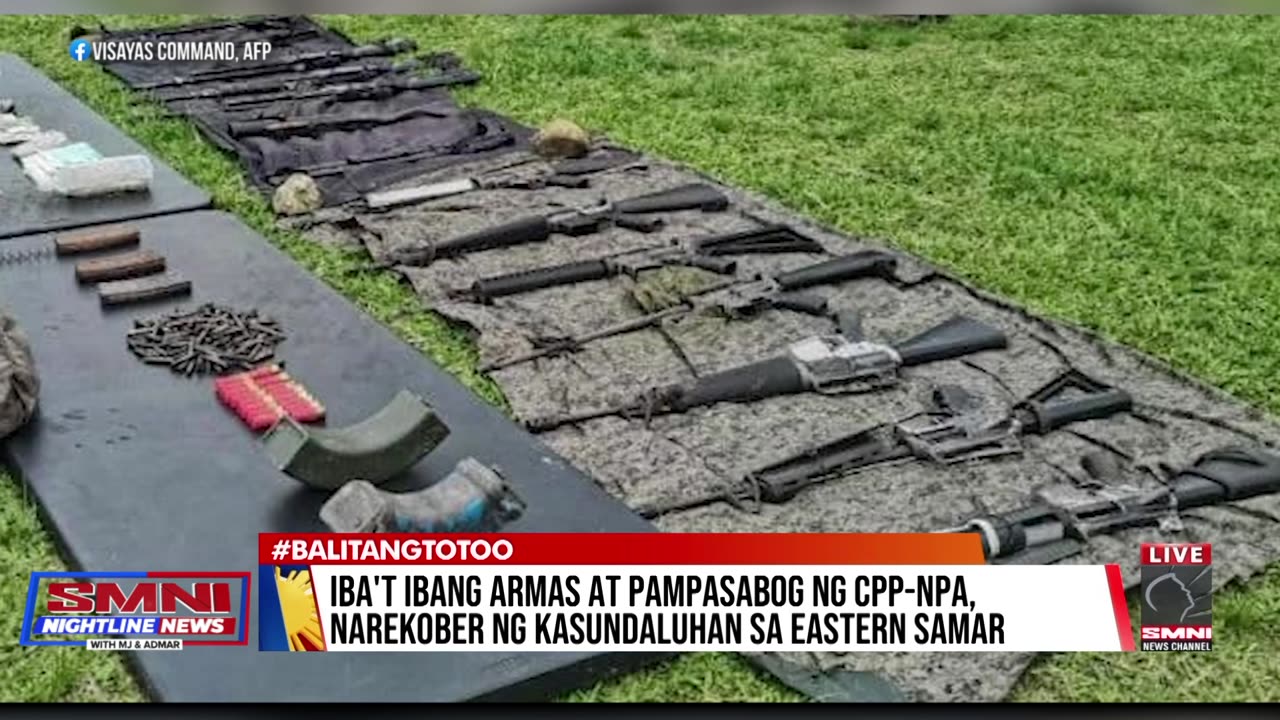 Iba't ibang armas at pampasabog ng C P P - N P A - N D F, narekober sa Eastern Samar