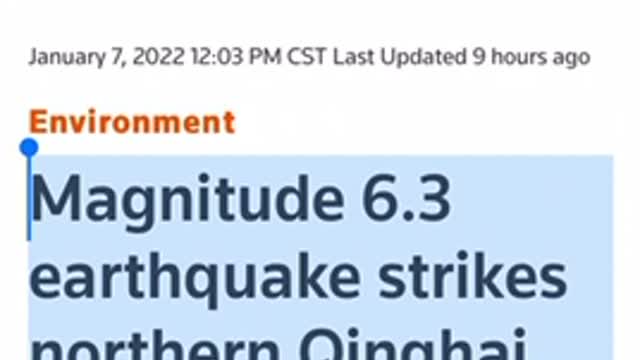 Magnitude 6.3 earthquake strikes northern Qinghai, China - EMSC