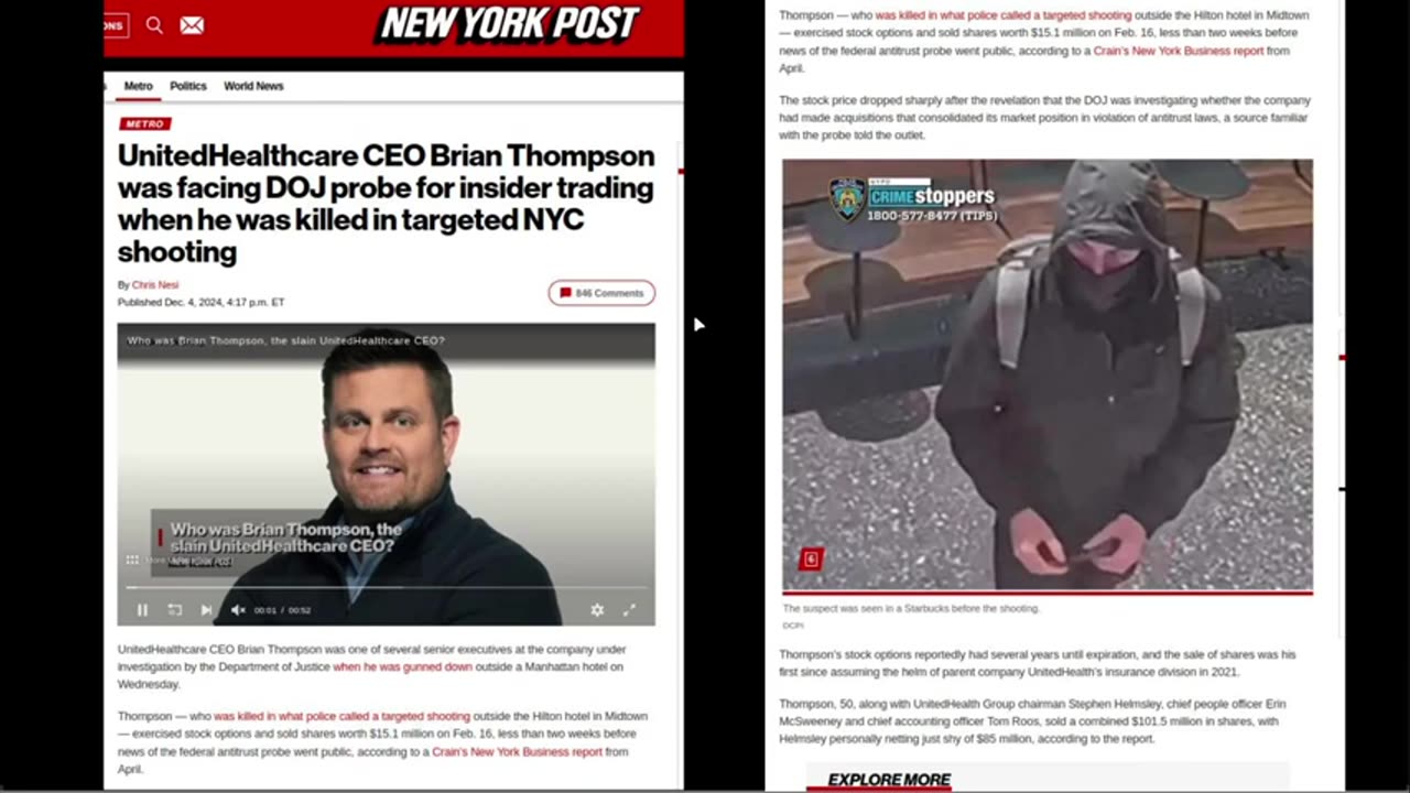 UnitedHelthCare chief was being "investigated" by the DOJ #BrianThompson