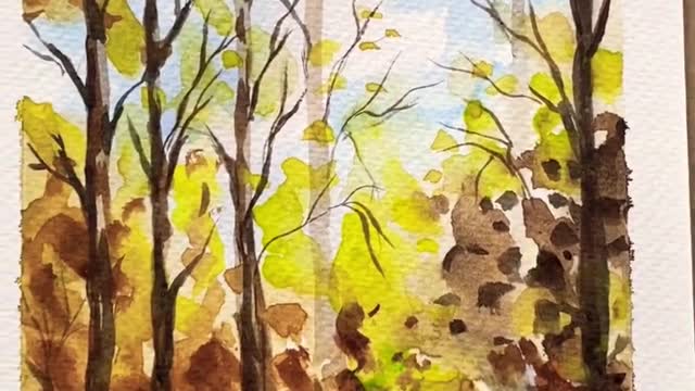 Watercolour Landscape Painting _ Super Easy Painting Idea _ #shorts #art