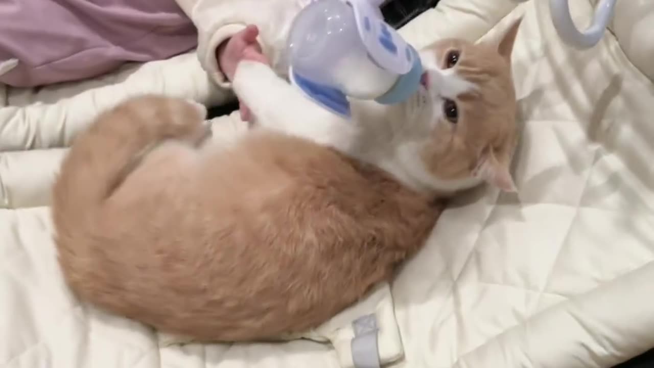 Sweet Moment Between Cat and Baby - Adorable!