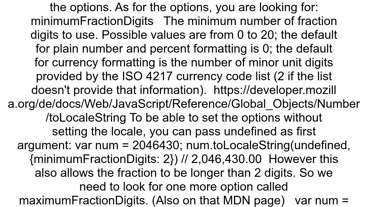 How to use toLocaleString and tofixed2 in JavaScript