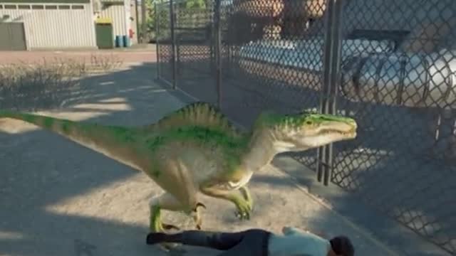 SPINORAPTOR CLIMBS FENCE TO HUNT HUMANS Jurassic World Evolution 2