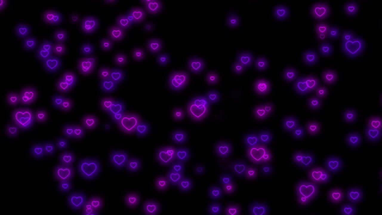 027. Fly Up💜Neon Light Heart Heart Background Video Loop Animated Background