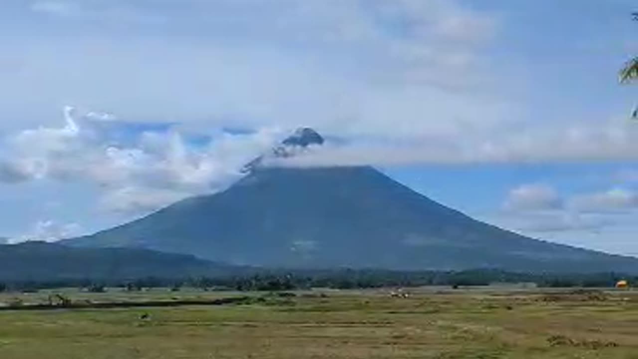 Smoke is Coming Out from Mayon Volcano