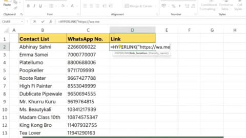 How to Link Whatsapp Numbers in Excel Sheet?|Use HyperlinkFunction|
