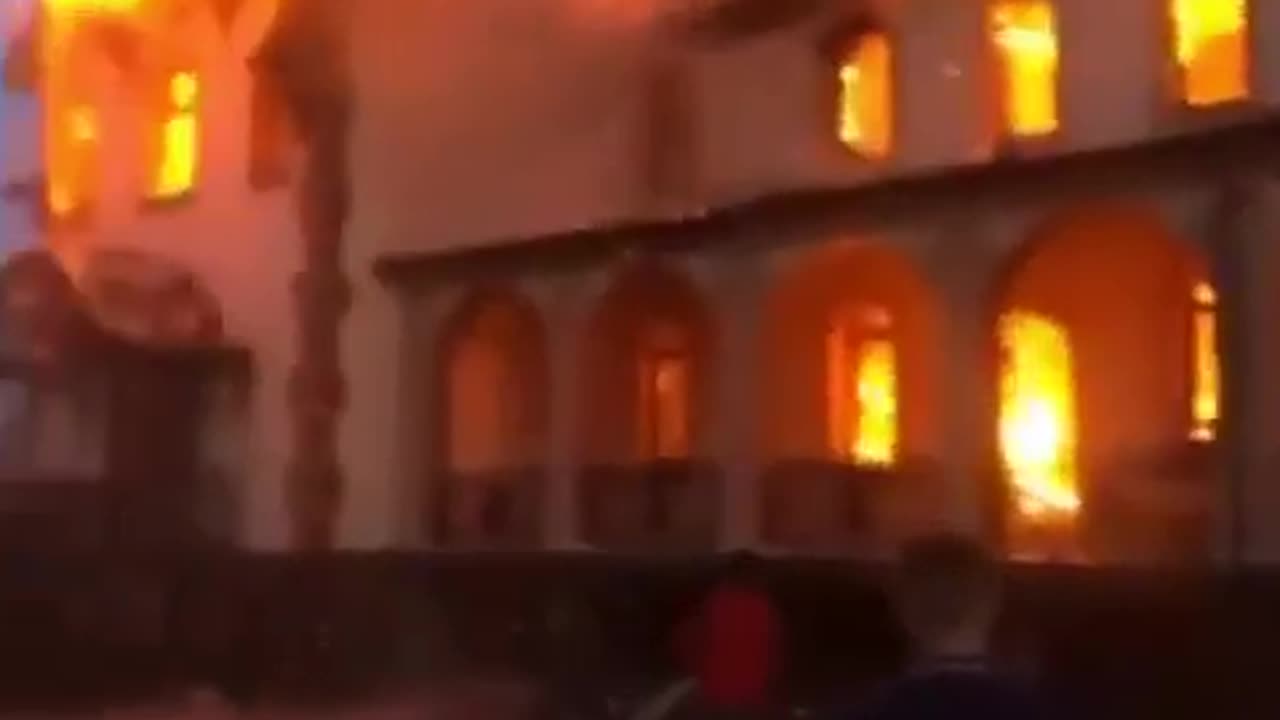 Church on fire at Kiev