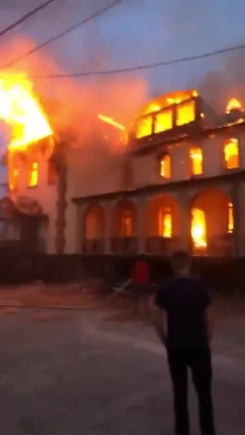 Church on fire at Kiev