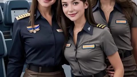 Ready to flying around Beautiful pilot girl's