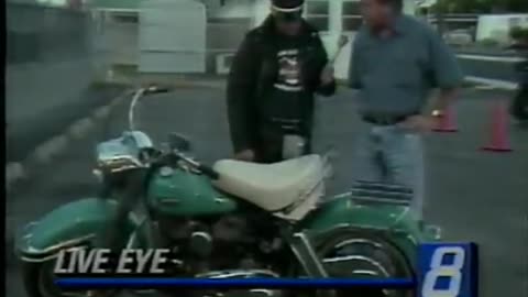 July 26, 1991 - Dick Wolfsie is 'Uneasy Rider' on a Harley