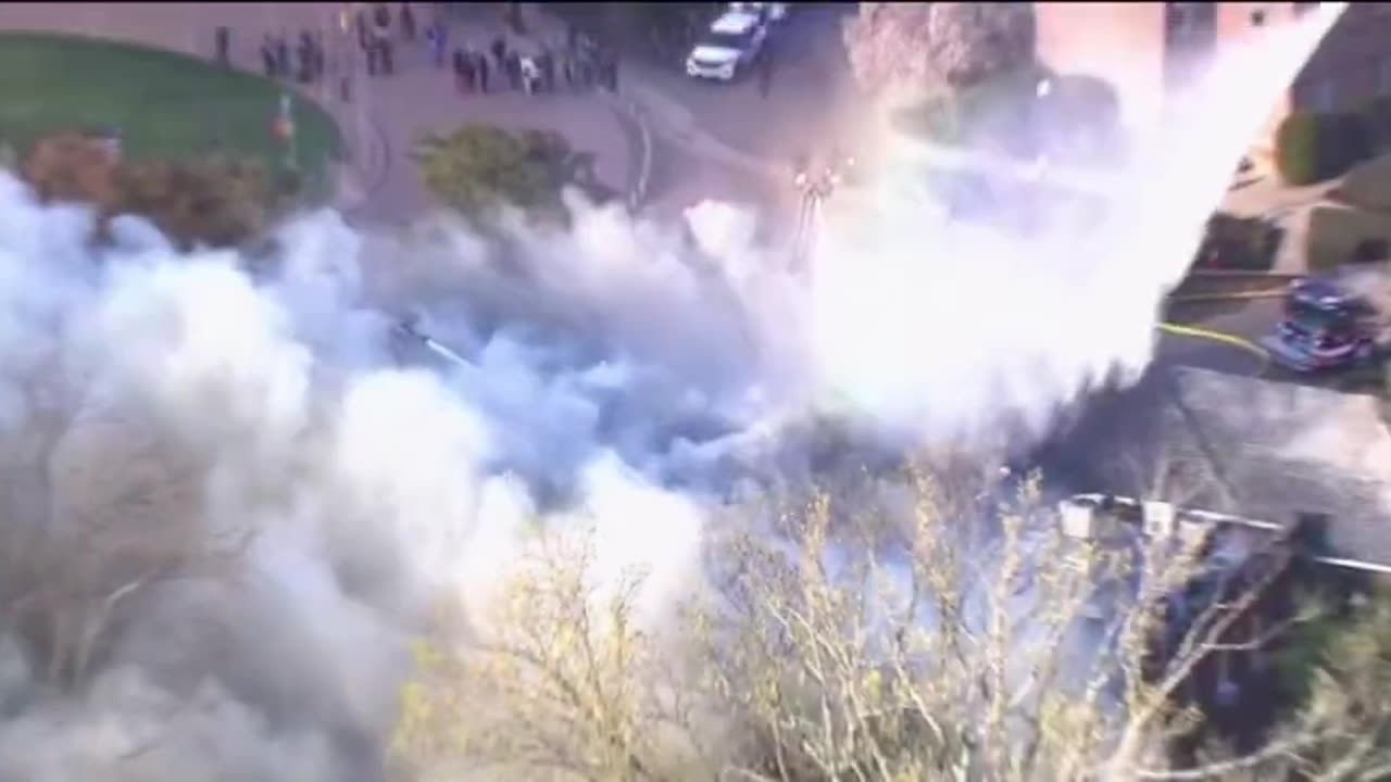 Hampton University's administration building catches fire.