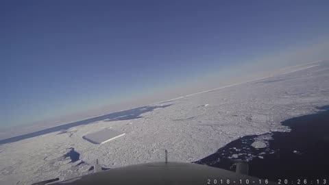 Flight Over a Rectangular Iceberg in the Antarctic