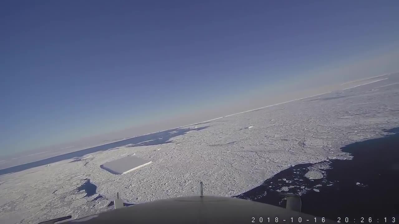 Flight Over a Rectangular Iceberg in the Antarctic