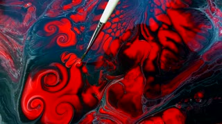 Satisfying Abstract Painting - Red Black White (Simple easy techniques)
