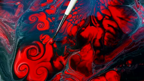 Satisfying Abstract Painting - Red Black White (Simple easy techniques)