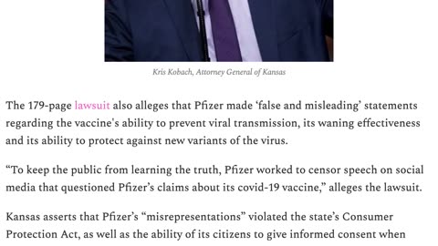 PFIZER IN THE CROSSHAIRS AGAIN Kansas joins Texas in suing.