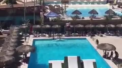 That was a big splash 😳 #comedy #humor #funny #lol #viral #waterslide #water #splash