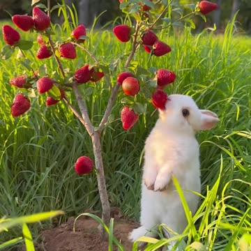 Rabbit Eating Strawberry Asmr