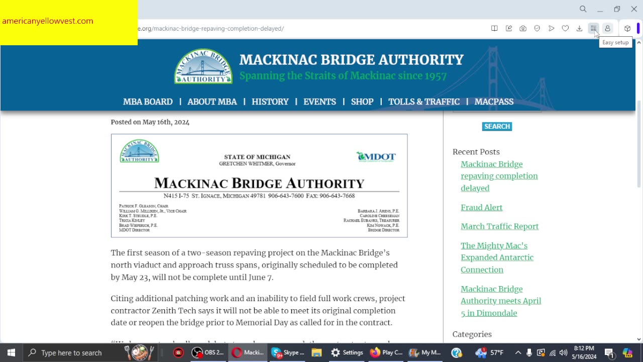 Expect Traffic Delays on Mackinac Bridge