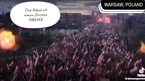 300,000 Christian's March in Warsaw, Poland.