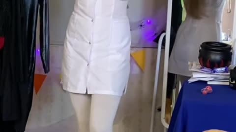 Try on a Halloween nurse outfit 👩‍⚕️
