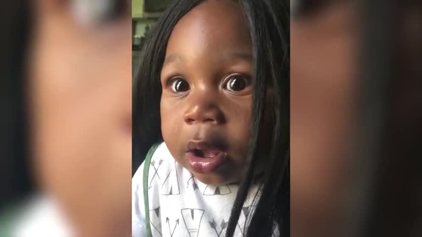 Baby Shocked After Mom Puts Weave on His Head