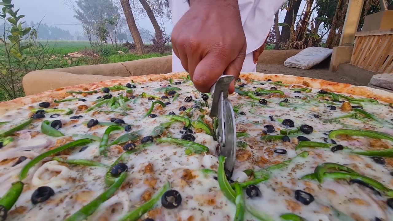 Giant Pizza Recipe - Biggest Pizza - How to Make Largest Pizza - Village Food