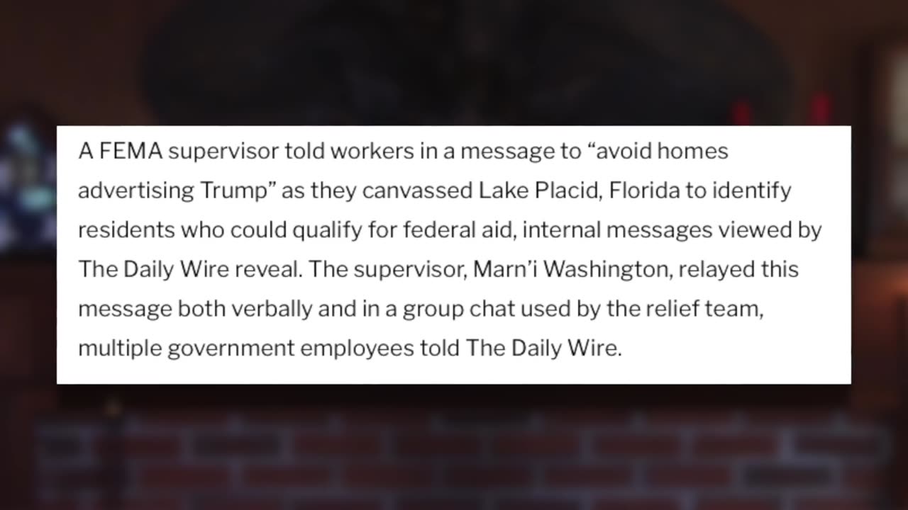 MRCTV - FEMA FIRES Bureaucrat Who Told Aid Workers To Skip Over 'Trump Houses'