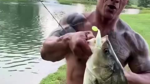 The Rock caught a huge fish