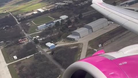 Beautiful view plane takeoff