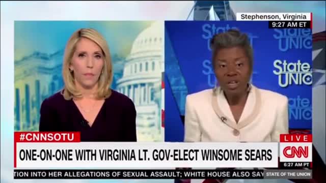 Dana Bash asks Lt. Gov.-elect Winsome Sears if she wants to disclose her vax status.