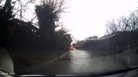 Heavily Flooded Road After Storm