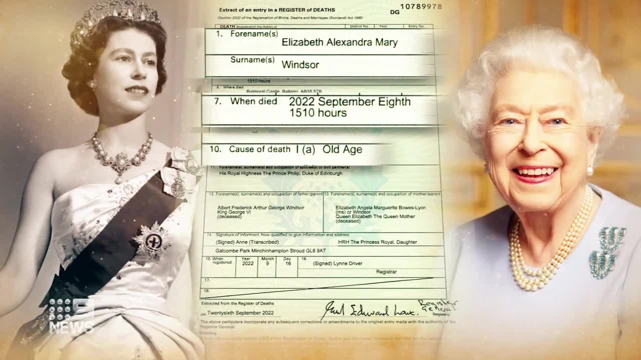 Official cause of Queen’s death released | 9 News Australia