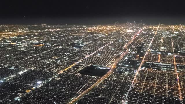 Night flight over Chicago