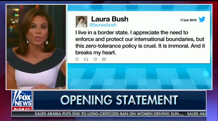 Judge Jeanine Pirro Calls Out Laura Bush