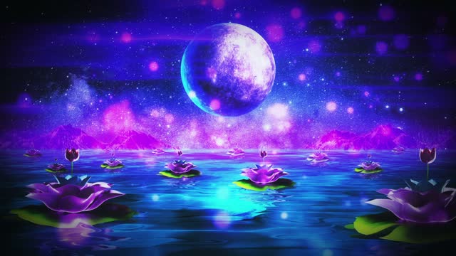 ancient chinese moonlight lotus lake poem recitation loop background video