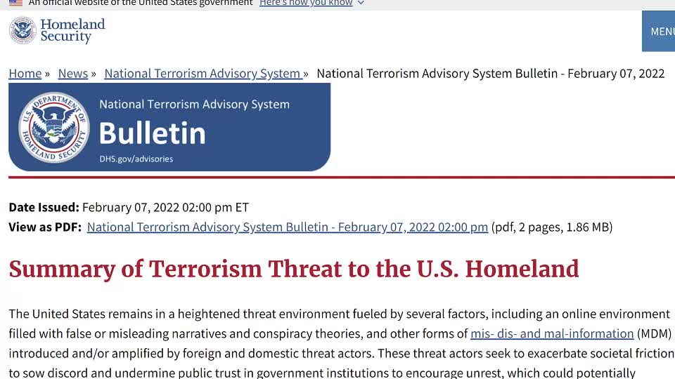 DHS Summary Of New Terrorism Threats