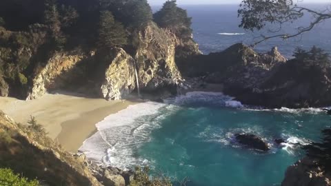 Waterfall by the beach