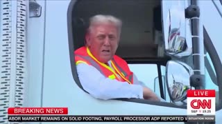 Trump pulls up in a garbage Truck and CNN was forced to cut to it live on air