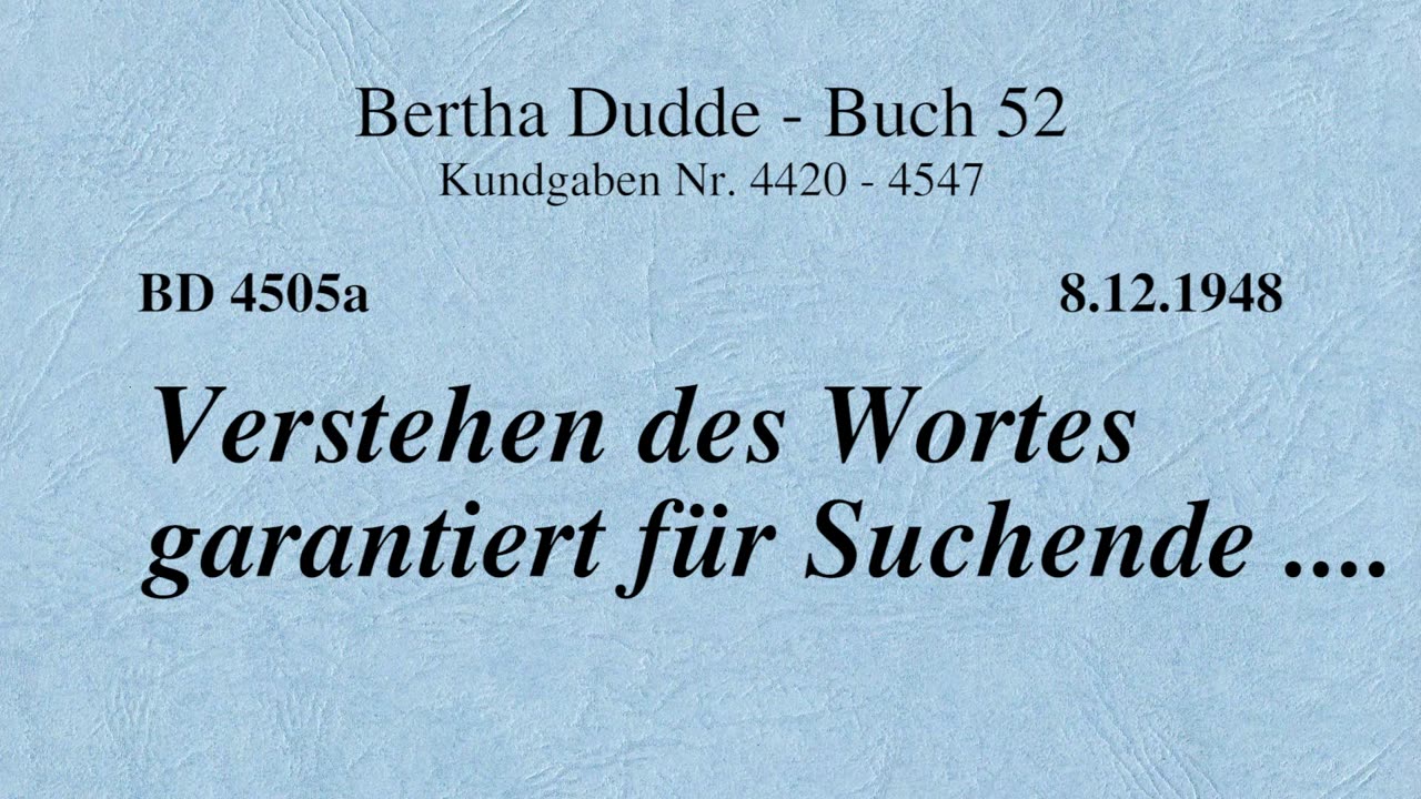 BD 4505A - VERSTEHEN DES WORTES GARANTIERT FÜR SUCHENDE ....