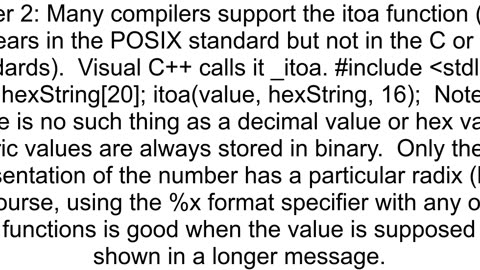 Decimal to hex conversion c builtin function